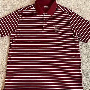 Ping Florida State Seminoles Garnet and White Polo Shirt Classic Striped Design